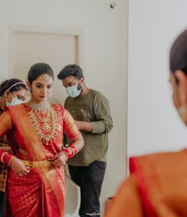 South Indian bridal hair look 2025 – floral bun style