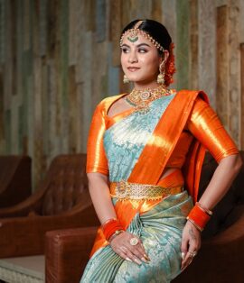 Bride getting makeup done by top makeup artist in Vijayawada – Lush Makeovers