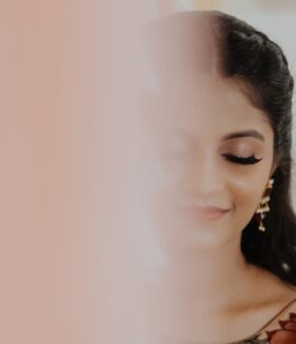 Bride getting ready at Lush Makeovers studio in Vijayawada with HD makeup.